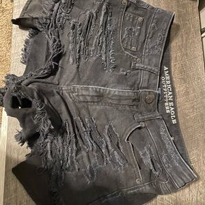 American Eagle Distressed Black Denim Shorts
